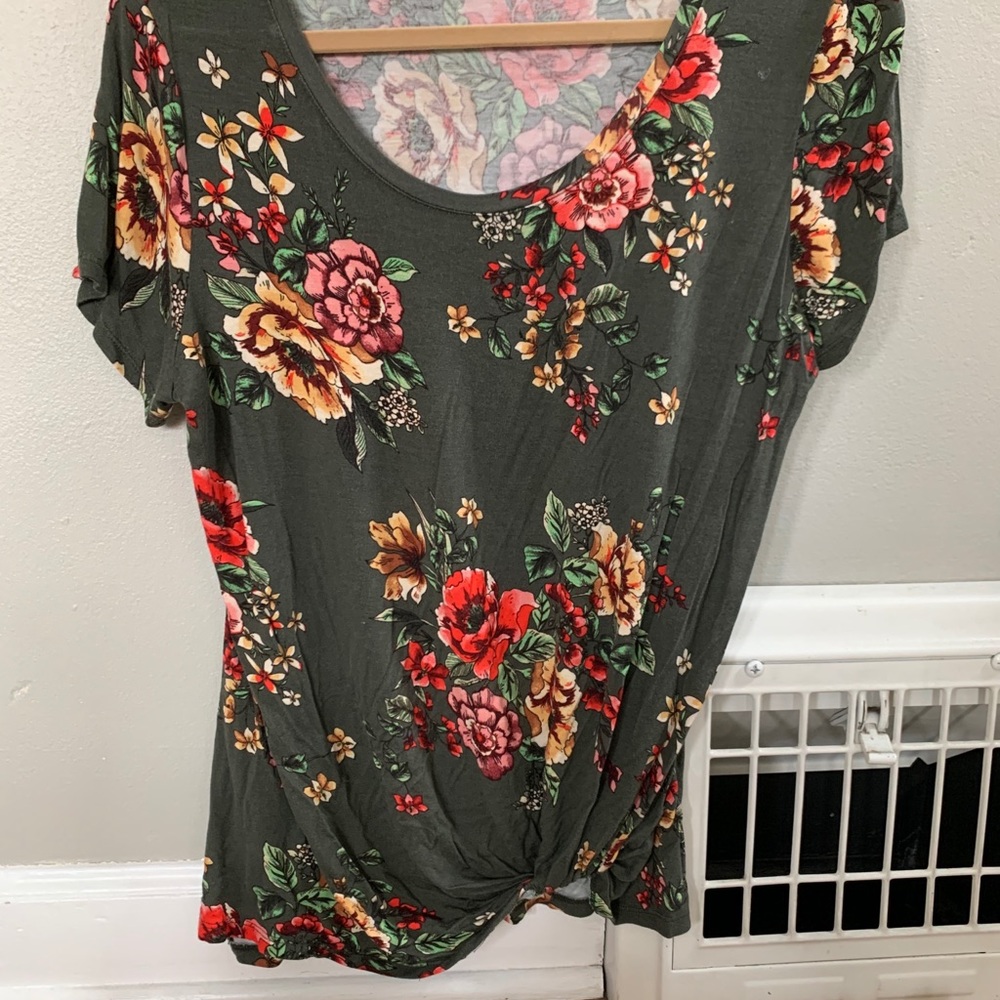 Green with Floral design Blouse